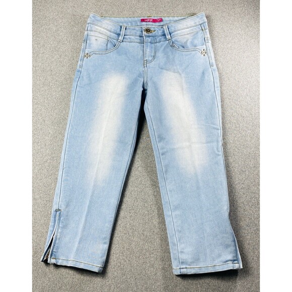La Go Go Women Capri Washed Jeans With Legs/zip Size 36 - Picture 1 of 5